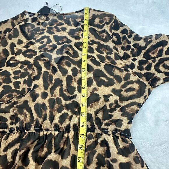 OHS Clothing Women's 2XL Long Sleeve Wrap Front Belted Leopard Maxi Dress Brown - Picture 12 of 14